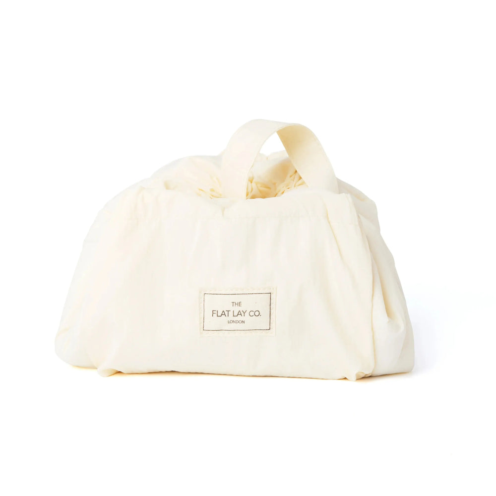Parachute Drawstring Flat Lay Makeup Bag | Vanilla