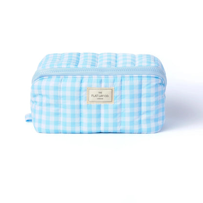 Marshmallow Flat Lay Makeup Box Bag | Blue Gingham The Flat Lay Co.