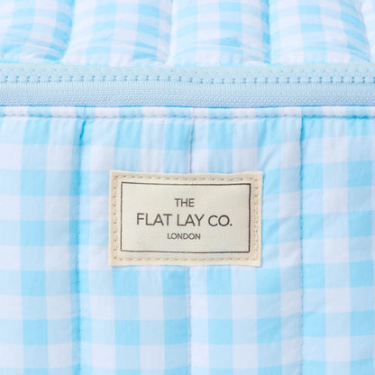 Marshmallow Flat Lay Makeup Box Bag | Blue Gingham The Flat Lay Co.