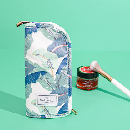 Standing Makeup Brush Case - Tropical Leaves The Flat Lay Co.